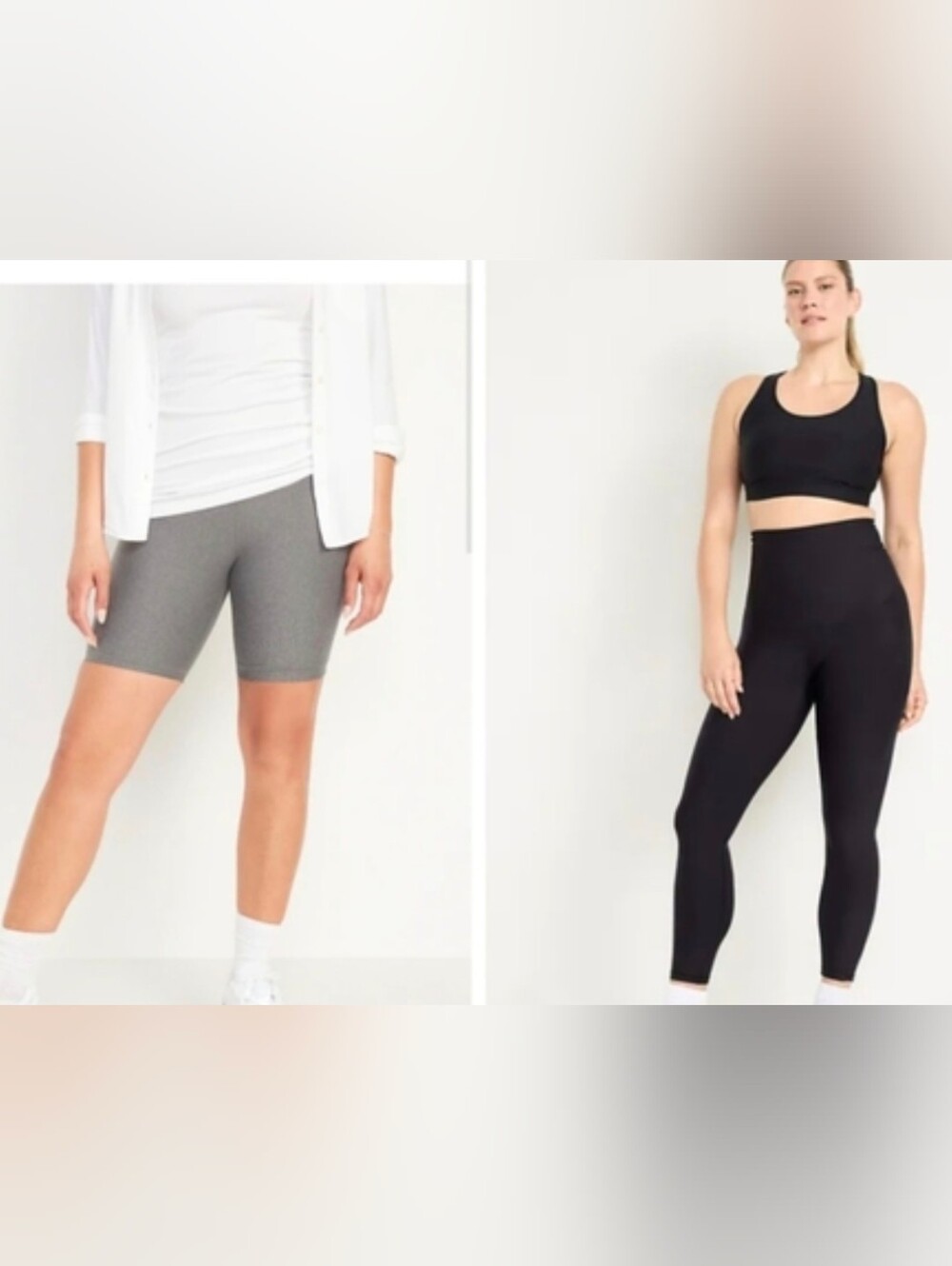 2x Extra High Rise Grey Shorts And Black Leggings - Tummy Control
